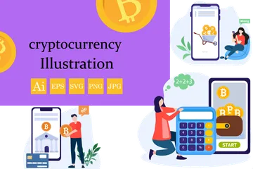 Cryptocurrency And Blockchain Illustration Pack