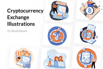 Cryptocurrency Exchange Illustration Pack