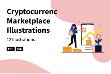 Cryptocurrency Marketplace Illustration Pack