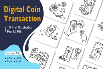 Pièce numérique de crypto-monnaie Pack d'Illustrations