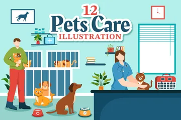 Cuidado de mascotas Paquete de Ilustraciones