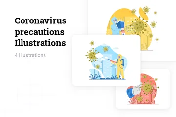 Cuidados ante el coronavirus Paquete de Ilustraciones