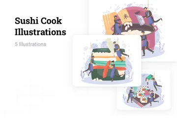 Cuisinier de sushis Pack d'Illustrations