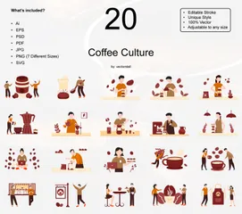 Cultura do Café Pacote de Ilustrações