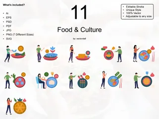 Alimentation et culture Pack d'Illustrations