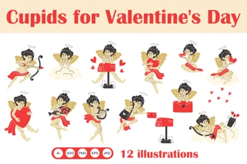 Cupidons pour la Saint-Valentin Illustration Pack