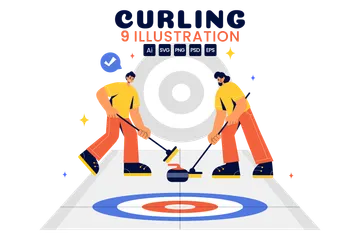 Curling Sport Illustration Pack