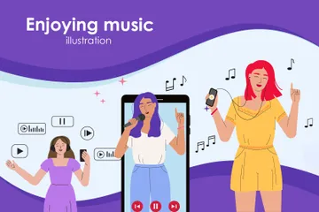 Desfrutando de música Pacote de Ilustrações