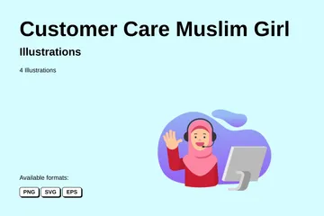 Customer Care Muslim Girl Illustration Pack