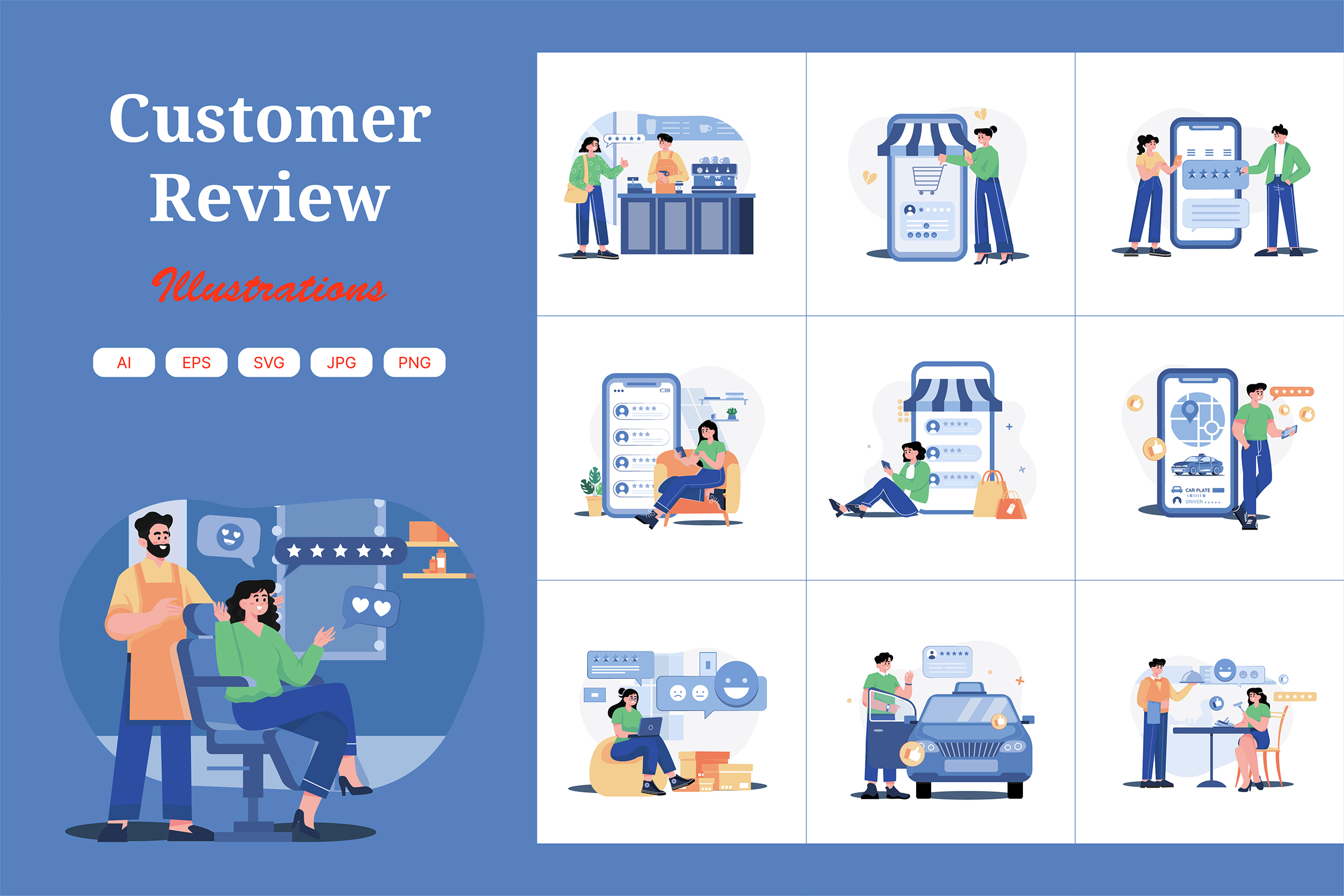 Premium Customer Review Illustration Pack From E Commerce And Shopping