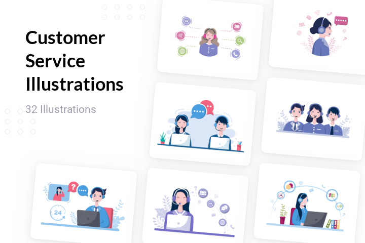 Customer Service Illustration Pack - 16 Free Download Network ...