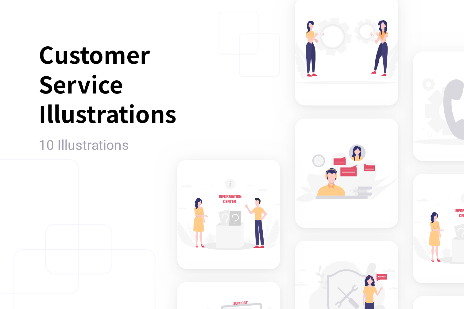 Customer Service Illustration Pack - 10 Network & Communication ...