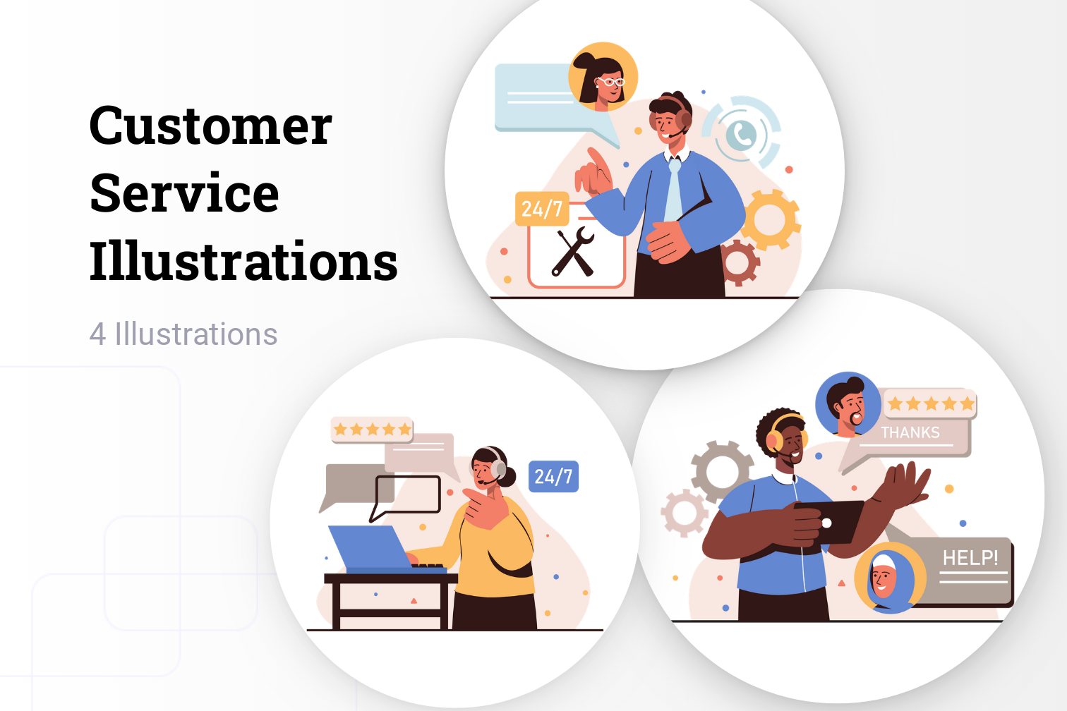 Premium Customer Service Illustration pack from Business Illustrations