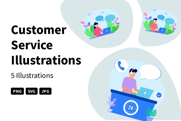 Premium Customer Service Illustration pack from Services Illustrations