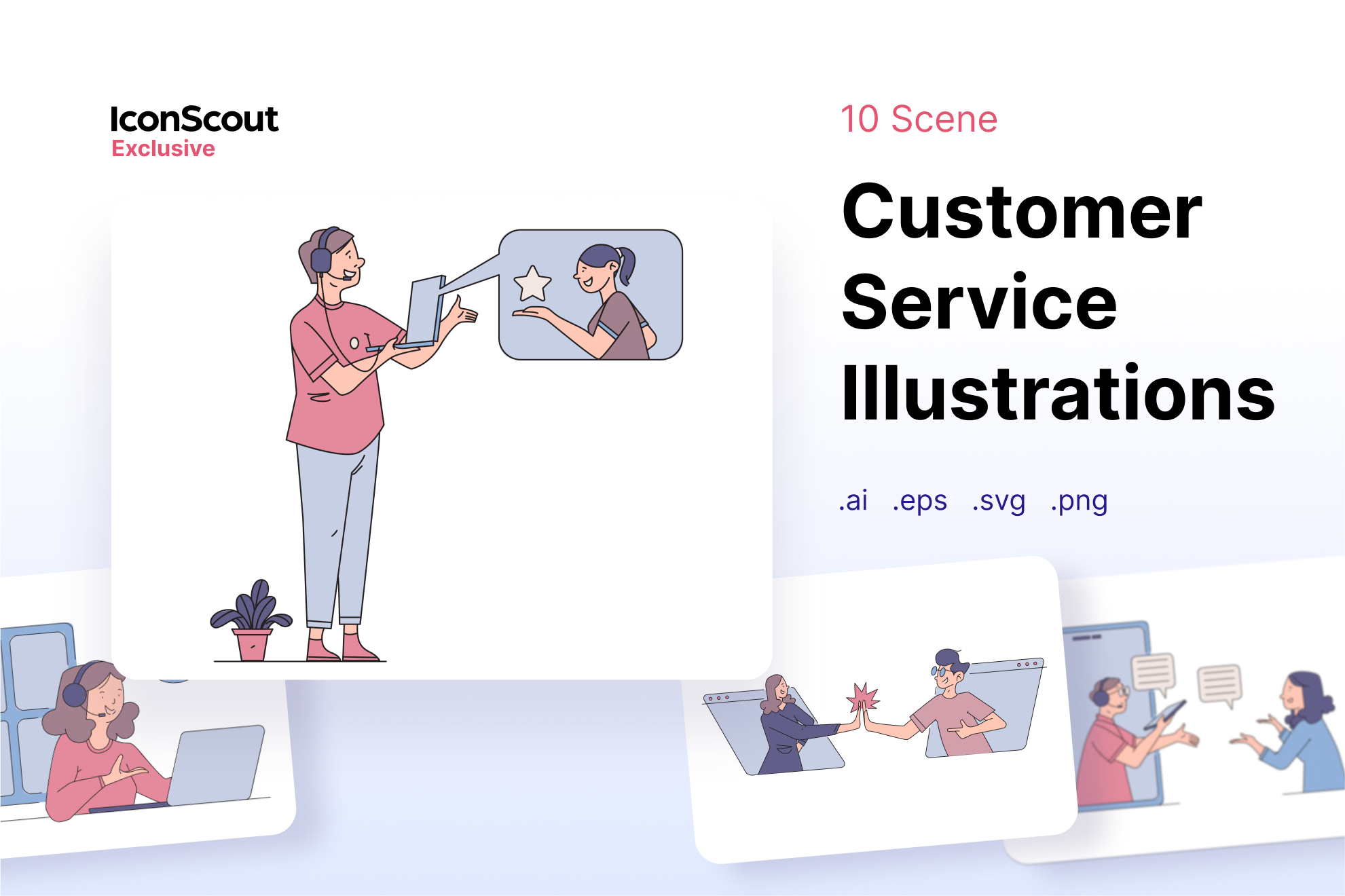 Customer Service Illustration Pack - 10 Network & Communication 