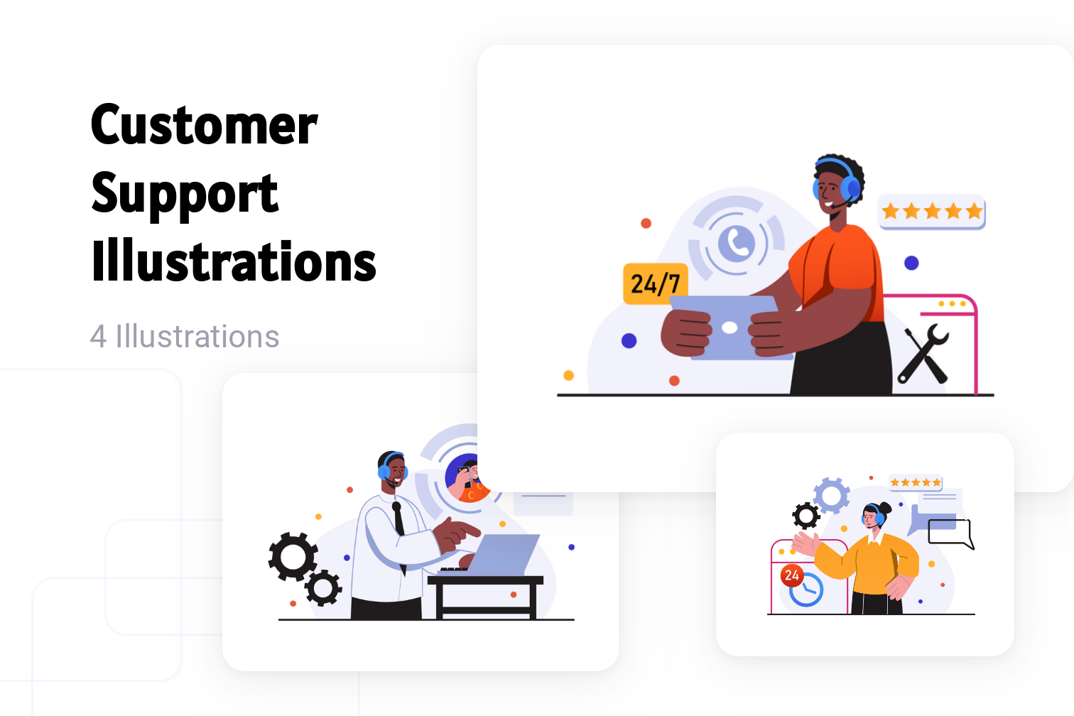 Premium Customer Support Illustration pack from Business Illustrations