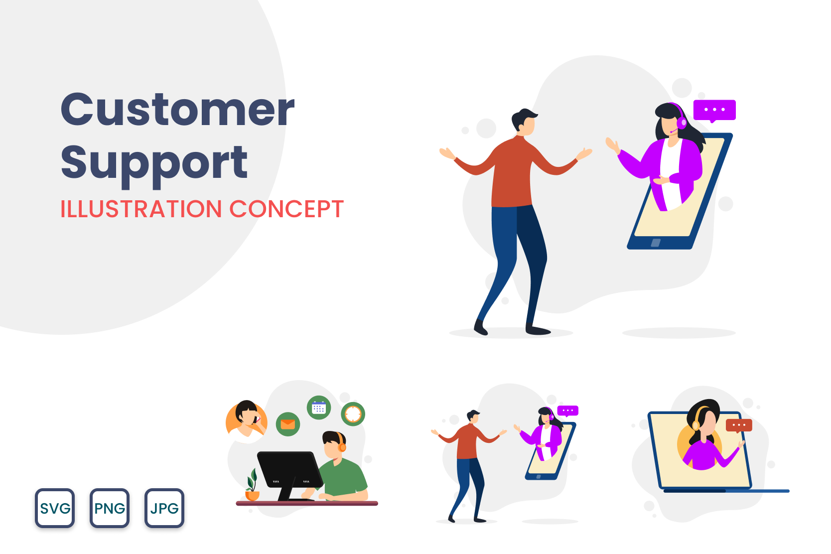 Premium Customer Support Illustration pack from Services Illustrations