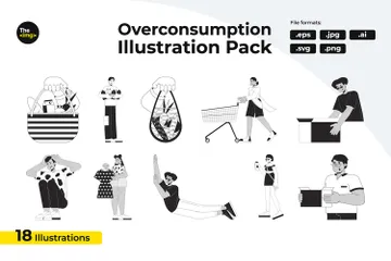 Customers Using Excess Goods Illustration Pack