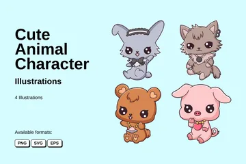 Cute Animal Character Illustration Pack