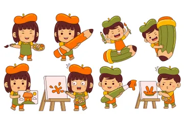 Cute Artist Illustration Pack