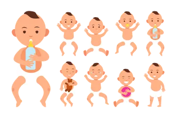 Cute Baby Boy In Diaper Illustration Pack