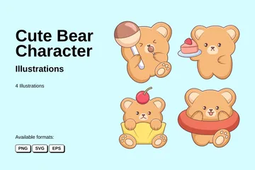 Cute Bear Character Illustration Pack