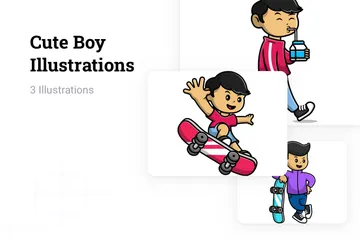 Cute Boy Illustration Pack