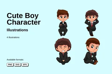 Cute Boy Character Illustration Pack
