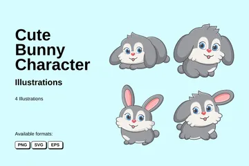 Cute Bunny Character Illustration Pack