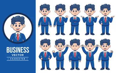 Cute Businessman Character Illustration Pack