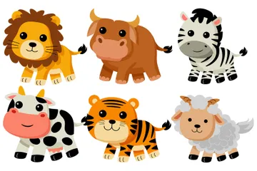 Cute Cartoon Animal Illustration Pack