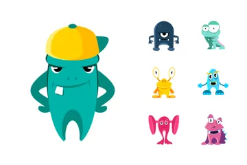 Cute Cartoon Monsters Illustration Pack