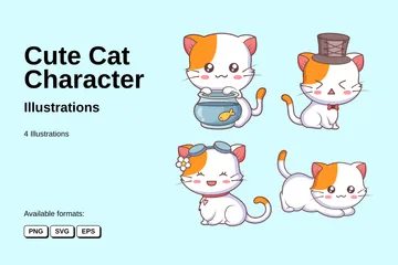 Cute Cat Character Illustration Pack