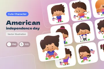 Cute Character - American Independence Day Illustration Pack