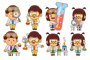 Cute Chemist Character Illustration Pack