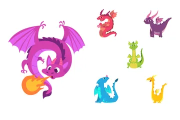 Cute Dragons Illustration Pack