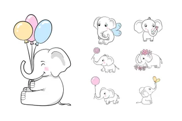 Cute Elephant Illustration Pack