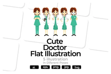 Cute Female Doctor Illustration Pack