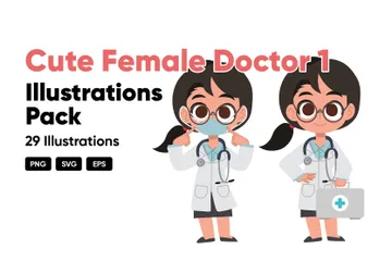 Cute Female Doctor Illustration Pack