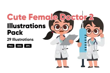 Cute Female Doctor Illustration Pack