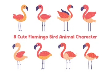 Cute Flamingo Bird Illustration Pack