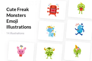 Cute Freak Monsters Emoji Illustration Pack