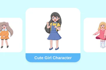 Cute Girl Character Illustration Pack