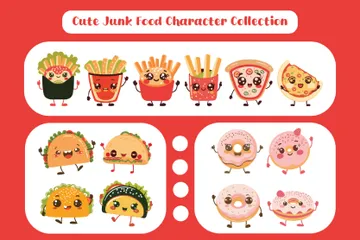 Cute Junk Food Character Illustration Pack