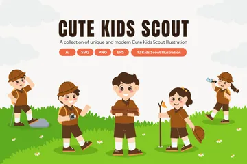 Cute Kids Scout Illustration Pack