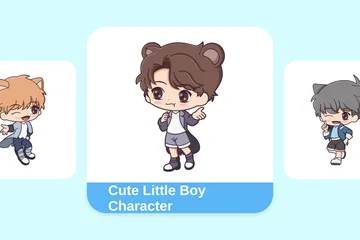 Cute Little Boy Character Illustration Pack