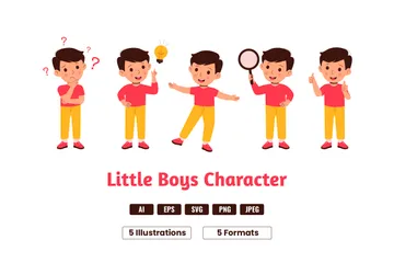 Cute Little Boy Thinking An Idea Illustration Pack