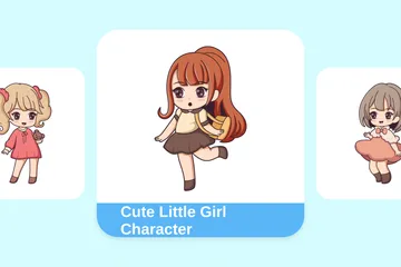Cute Little Girl Character Illustration Pack
