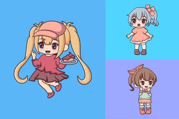 Cute Little Girl Character Illustration Pack