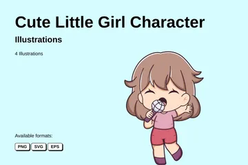 Cute Little Girl Character Illustration Pack